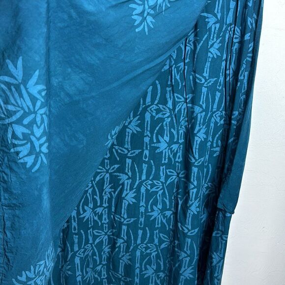 Senada Blue Sleeveless Two Tiered Bamboo Print Midi Dress Size M - Picture 2 of 7
